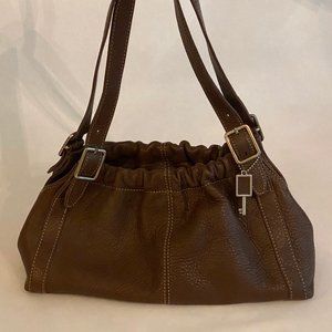 Fossil Handbag - brown pebbled leather